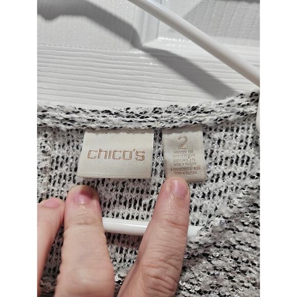 Chicos Black White Pullover Sweater SKU 182 Size 2 Size L Large - Picture 2 of 10